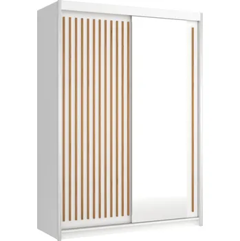 Šatní skříň Šatní skříň se zrcadlem 150/62 KAREN - bílá / dub wotan