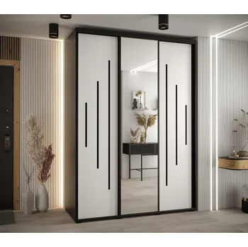 Šatní skříň Šatní skříň YVONA 13 - 180/60 cm, černá / bílá / černá