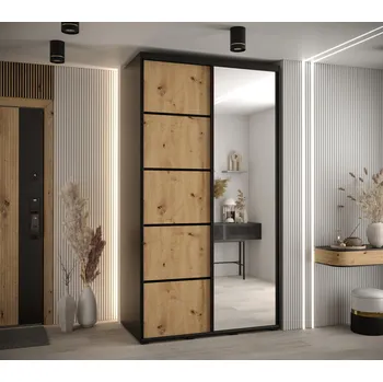 Šatní skříň Šatní skříň YVONA 5 - 140/60 cm, černá / dub artisan / černá