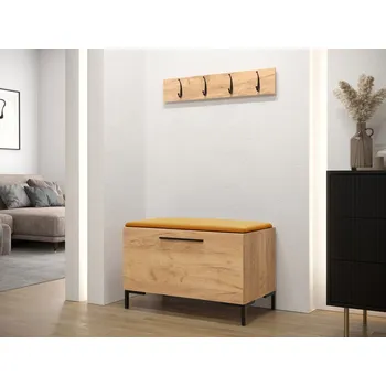 Předsíňová stěna Nábytek do předsíně s čalouněnými panely ANDORA 7 - dub zlatý / žlutý