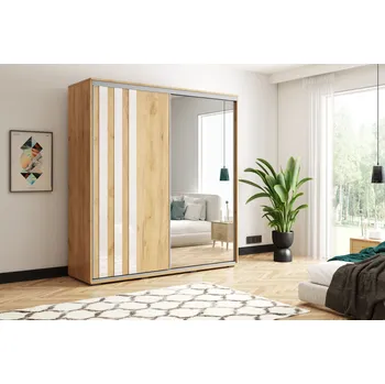 Šatní skříň Dvoudveřová šatní skříň 125/245 ELIANA - dub craft zlatý