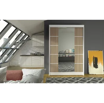 Šatní skříň Moderní šatní skříň LINH 5 - šířka 120 cm, bílá / sonoma