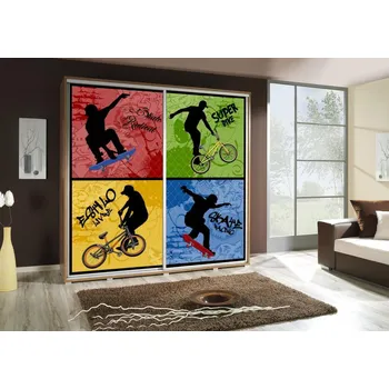 Šatní skříň Široká šatní skříň 205 cm s potiskem DANUBE 62 - dub catania