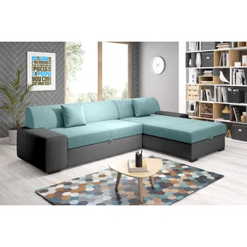 Sedací souprava Rohová sedací souprava CHRISTEL - černá / tyrkysová, pravý roh
