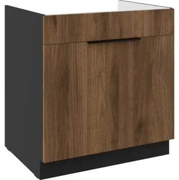 Kuchyňská skříňka Dolní skříňka na dřez TOVA - šířka 80 cm, ořech okapi / černá