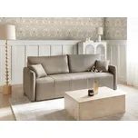 Sametová pohovka taupe polyesterové čalounění 3místná s polštáři rozkládací funkce obývací pokoj Beliani