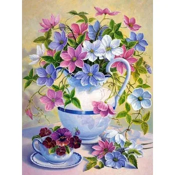 Diamantové malování Diamantové malování/Homfun - Barevná kytice ve džbánkové váze