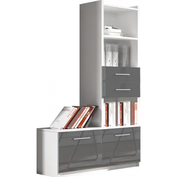 regál Policový regál s šuplíky RENI 1 - bílý / šedý