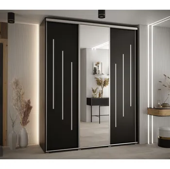 Šatní skříň Šatní skříň ASIRI 9 - 190/45 cm, černá / stříbrná