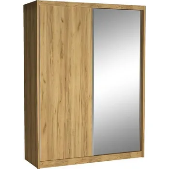 Šatní skříň Šatní skříň 180 cm s posuvnými dveřmi se zrcadlem BERLINA 2 - dub kraft zlatý