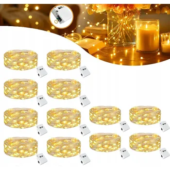 Vánoční dekorace LED LAMPIČKY NA VÁNOČNÍ STROMEČEK DRÁTEK NA BATERII 2M teplá bílá 12 ks