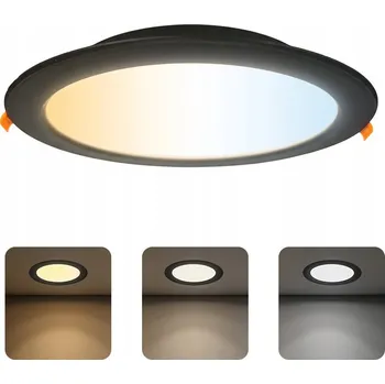 HOROZ LED Stropní Panel 24W 3CCT Kulatý Černý Vestavný