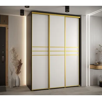 Šatní skříň Šatní skříň ASIRI 10 - 170/60 cm, černá / bílá / zlatá