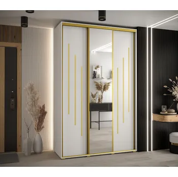 Šatní skříň Šatní skříň ASIRI 9 - 150/60 cm, bílá / zlatá
