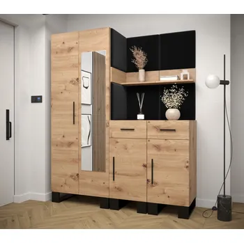 Předsíňová stěna Předsíňová sestava RUMIE 15 - dub artisan, černé panely