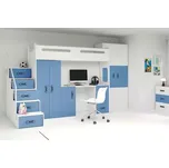 Dětská patrová postel s úložným prostorem a matrací 80x200 IDA 4 - bílá / modrá