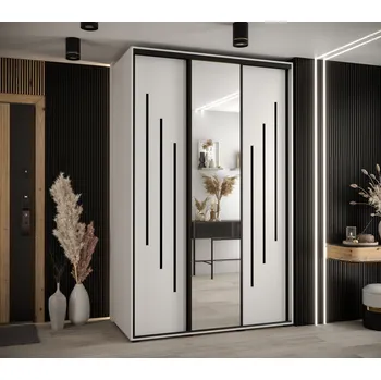 Šatní skříň Šatní skříň YVONA 9 - 150/60 cm, bílá / černá