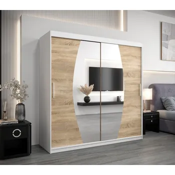 Šatní skříň Šatní skříň LILIANA - šířka 200 cm, bílá / dub sonoma