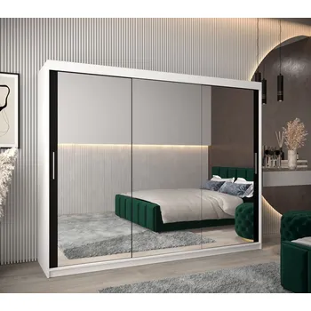 Šatní skříň Skříň s posuvnými dveřmi v šířce 250 cm TIMEA 3 - bílá / černá