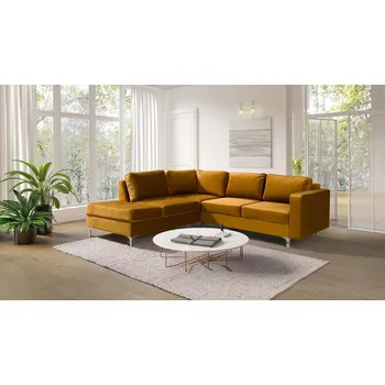 Sedací souprava Rohová sedačka ORLIN - žlutá / kovové nohy, levý roh