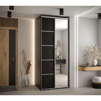 Šatní skříň Šatní skříň ASIRI 5 - 110/60 cm, černá / stříbrná