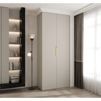 Šatní skříň Šatní skříň s policemi 100/50 LORENA 4 - kašmír / zlatá