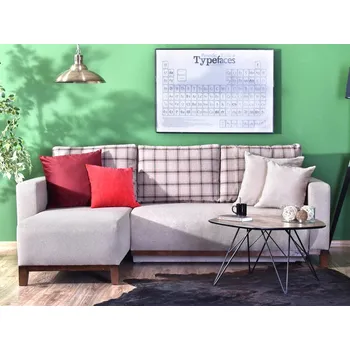 Sedací souprava Rohová sedací souprava DALENA - béžová / ořech