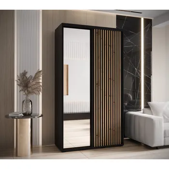 Šatní skříň Šatní skříň FIDELIA 2 - 130/60 cm, černá / černá / dub artisan