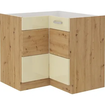 Kuchyňská linka Dolní rohová skříňka ADARA - 90x90 cm, krémová / dub artisan