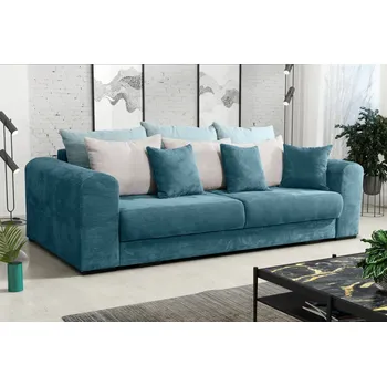 Pohovka Čalouněná trojmístná pohovka SAHRADA - modrá / světle šedá / světle modrá