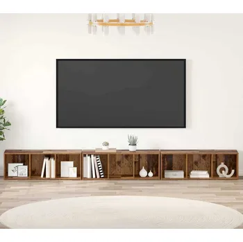Televizní stolek vidaXL Sestava TV skříněk 3 pcs Staré dřevo 37 x 35 x 107,5 cm [3393552]