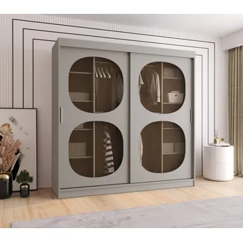 Šatní skříň Prosklená šatní skříň 200 cm DEFNE - kašmírová