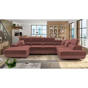 Sedací souprava Sedací rozkládací souprava do U SAN DIEGO - hnědorůžová, pravý roh