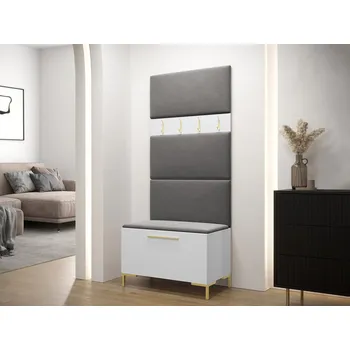 Předsíňová stěna Nábytek do předsíně s čalouněnými panely ANDORA 3 - bílý / šedý