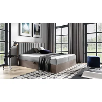 Postel Kontinentální postel 200x200 CHANTELLE 4 - tmavý dub / tmavě šedá + topper ZDARMA