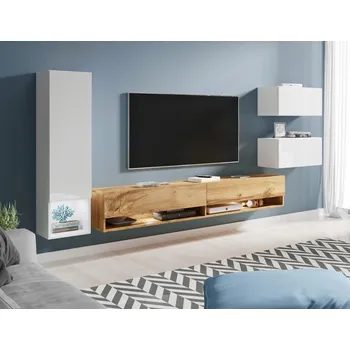 Obývací stěna Obývací stěna XENIE - dub wotan / bílá lesk