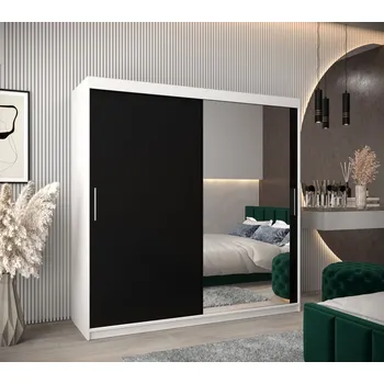Šatní skříň Skříň s posuvnými dveřmi v šířce 200 cm TIMEA 2 - bílá / černá