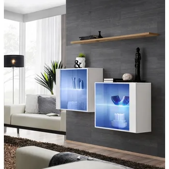 Obývací stěna Skříňky do obýváku RIONATA 3 - bílá / dub wotan