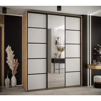 Šatní skříň Šatní skříň YVONA 5 - 200/60 cm, dub artisan / bílá / černá