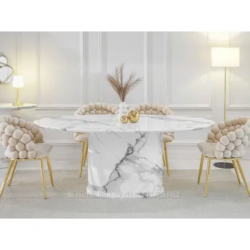Jídelní stůl VENETI Designový oválný jídelní stůl 200x100 GERSON - bílý mramor