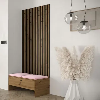 Předsíňová stěna Stěna do chodby ZAMORA 4 - dub artisan / růžová