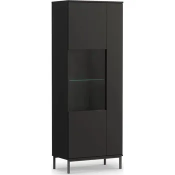 Policová skříň Vitrína s prosklenou částí NIXI - černá