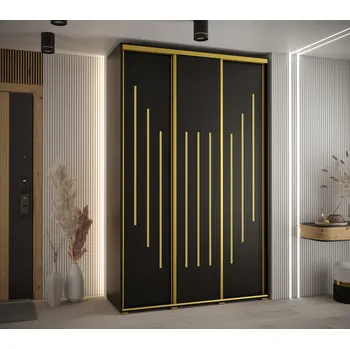 Šatní skříň Šatní skříň ASIRI 8 - 160/60 cm, černá / zlatá
