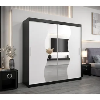 Šatní skříň Šatní skříň ROZALIE - šířka 200 cm, černá / bílá