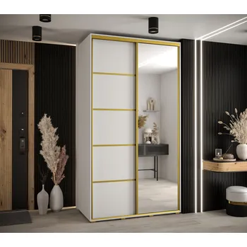 Šatní skříň Šatní skříň ASIRI 5 - 130/45 cm, bílá / zlatá