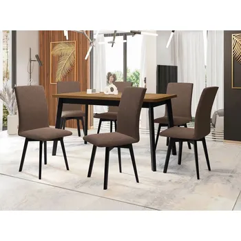 Jídelní stůl Moderní jídelní sestava 6+1 ADELBITE 10 - dub grandson / černá / hnědá 2
