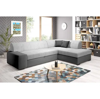 Sedací souprava Rohová sedací souprava VALTRUDA - tmavě šedá / světle šedá, pravý roh