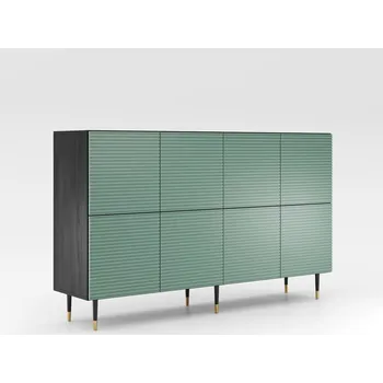Komoda Široká komoda s dvířky MILIONA - pistáciová zelená / šedá
