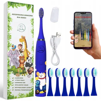 Elektrický zubní kartáček HEELLY MEDVÍDEK ELEKTRICKÝ SONICKÝ KARTÁČEK PRO DĚTI 8 HLAVIC