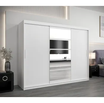 Šatní skříň Skříň s posuvnými dveřmi LILY - šířka 250 cm, bílá